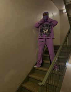 PURPLE JESUS ACID-WASHED HOODIE