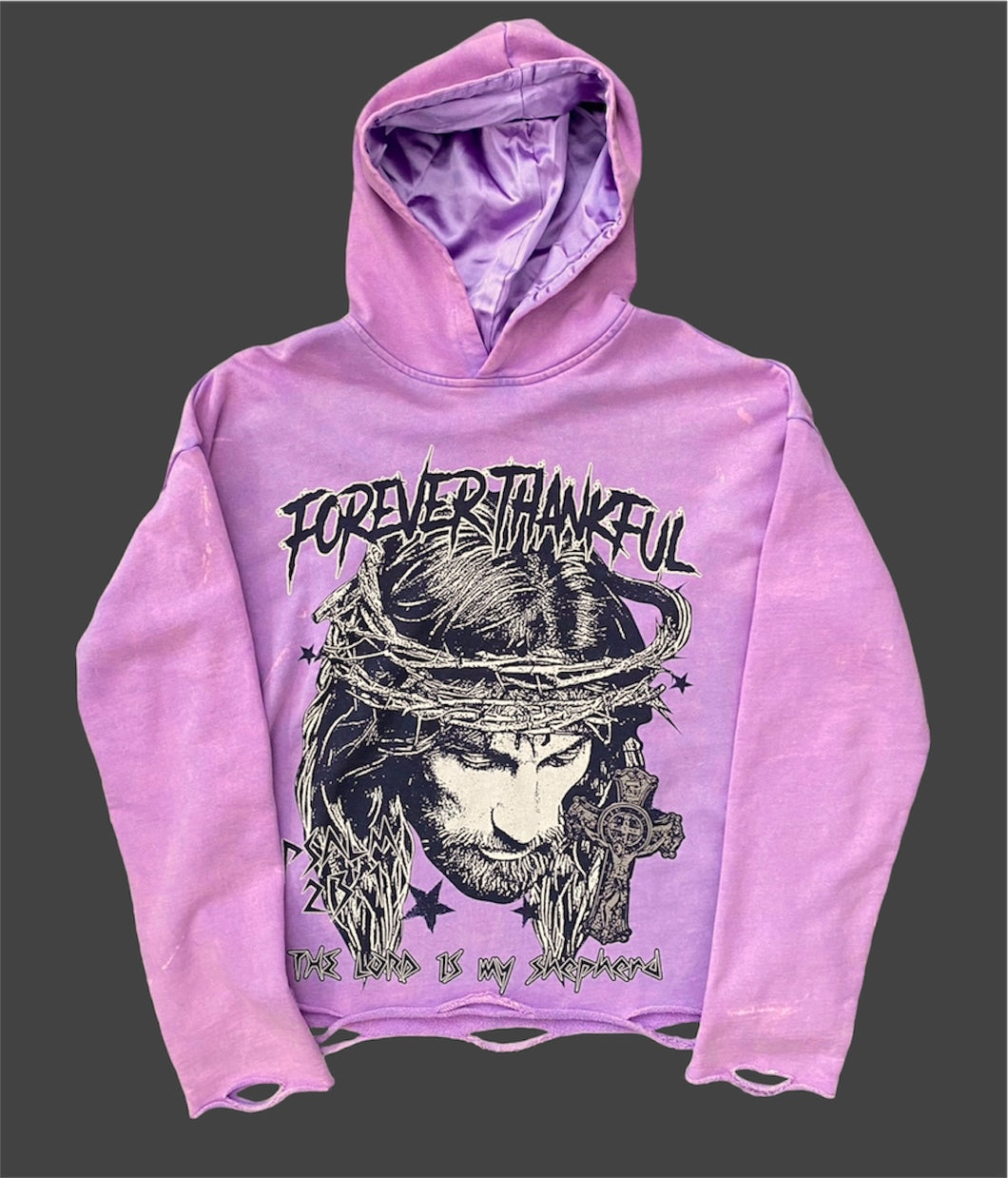 PURPLE JESUS ACID-WASHED HOODIE