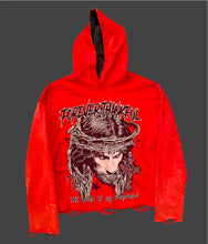 Load image into Gallery viewer, RED JESUS ACID-WASHED HOODIE
