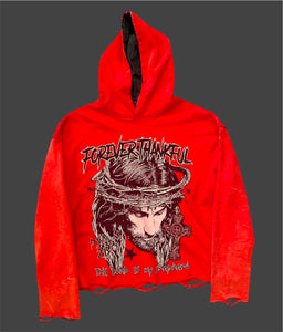 RED JESUS ACID-WASHED HOODIE